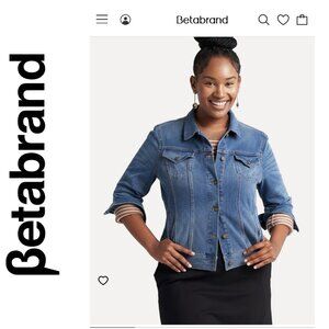 EUC Betabrand Yoga Denim Jacket Womans Size XL Medium Wash Blue, 8 pockets!!